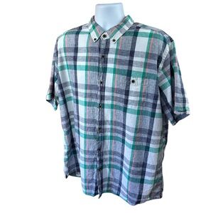 Weatherproof Vintage plaid dress shirt, size XXL, linen/cotton, plaid, dressy